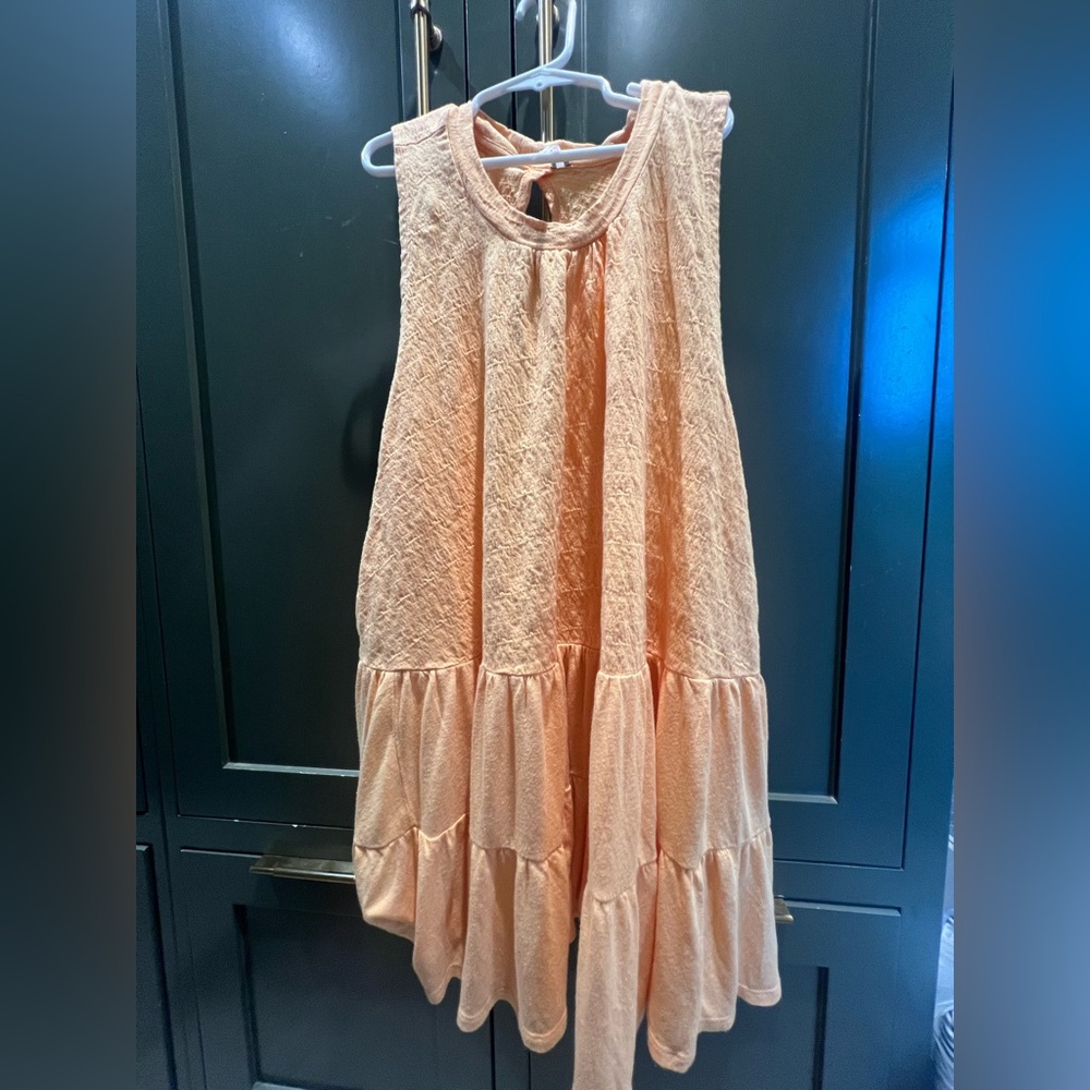 Free People Peach Sleeveless Tear Drop Open Back Dress